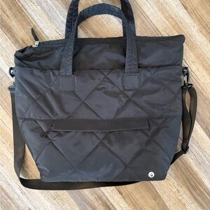 BearPaw Black Quilted Tote Bag